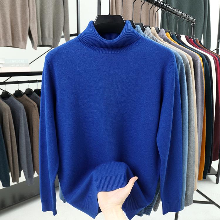 Herren Wollpullover mit hohem Kragen - Lässig, Unifarben, Strickware für Herbst/Winter