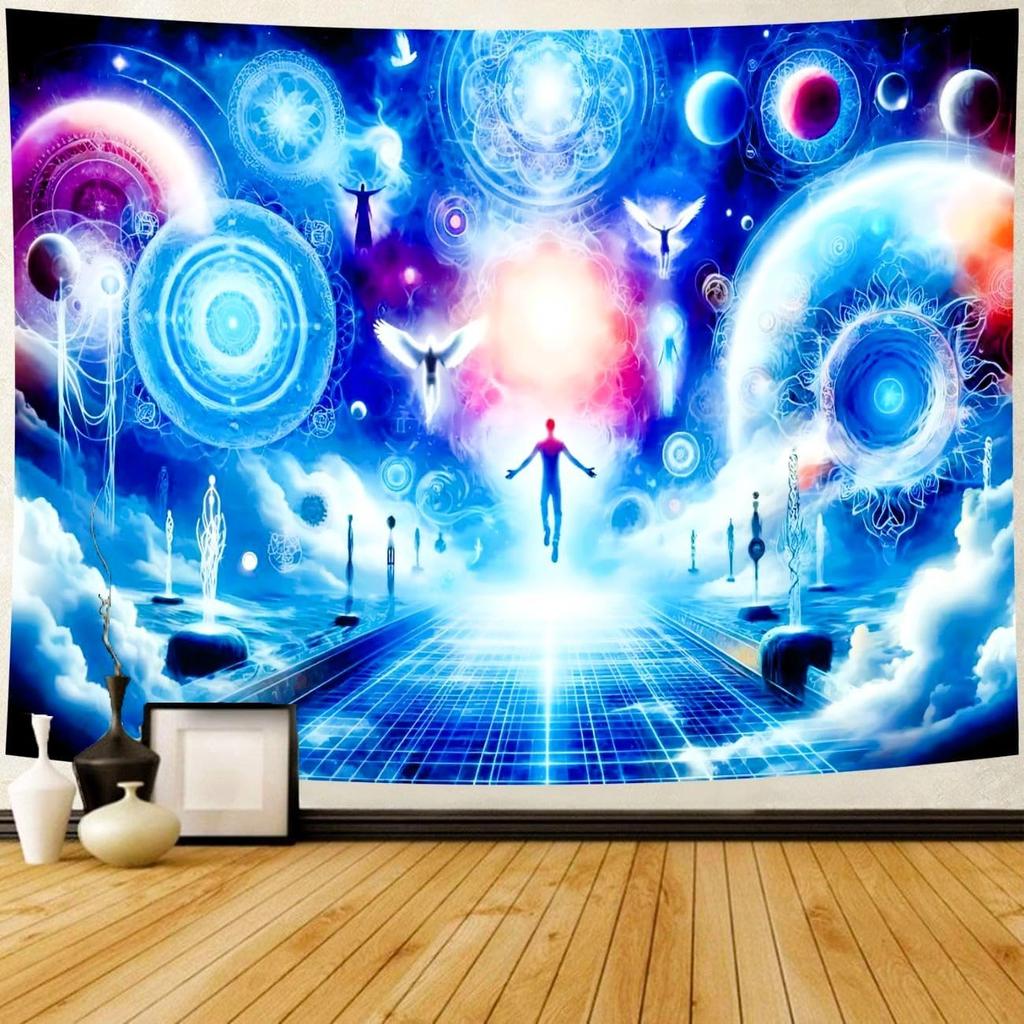 Delur Time Travel Tapestry Galaxy Meditation Universe Starry Sky Wall Hanging Tapestry Milky Way Outer Space Abstract Psychedeli