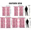 2PCS Pink Gradient Love Grid Curtains, Soft and Sweet Style, Living Room and Bedroom, Drawbar Pocket Decoration