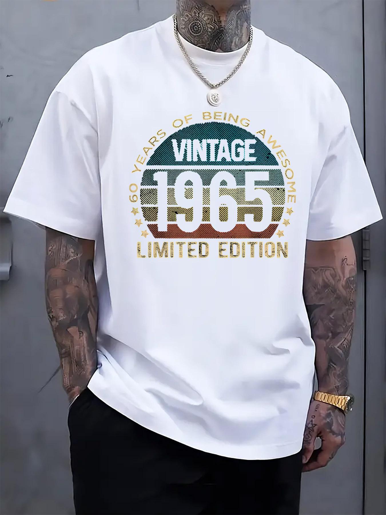 

Limited Edition Vintage 1965 Graphic Print Short Sleeve T-shirt - Retro Casual Round Neck Tee for Summer XXXXL