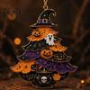 Decorative Charms for Windows Halloween Tree Acrylic Hanging Ornament, Pumpkin Ghost Skull Seasonal Indoor Outdoor Ornament Decor, Spooky Pendant