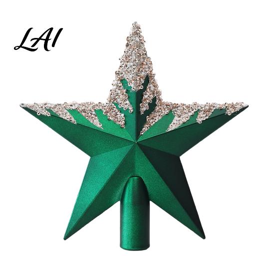 Christmas Party Tree Decorations Glitter Sequins Star Topper Shiny Sparkly Treetop Seasonal Top Ornaments Ornament Shatter-Proof Decoration for Xmas