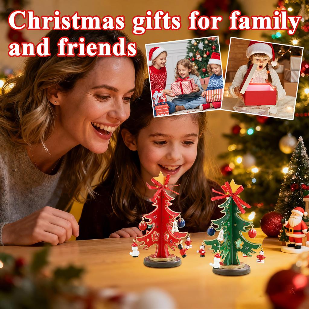 Weihnachtsdekorationen, Miniaturbäume, DIY 3D Szenenarrangement, Tischschmuck