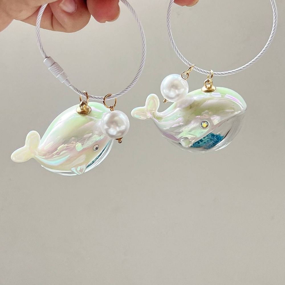 

Cartoon Colorful Laser Whale Keychain PVC Whale Mobile Phone Pendant Sea Animal Car Key Ring Women