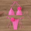 Set Bikini da Donna 2 Pezzi Allacciato al Collo Imbottito Slip da Bagno Set Fiore 3D