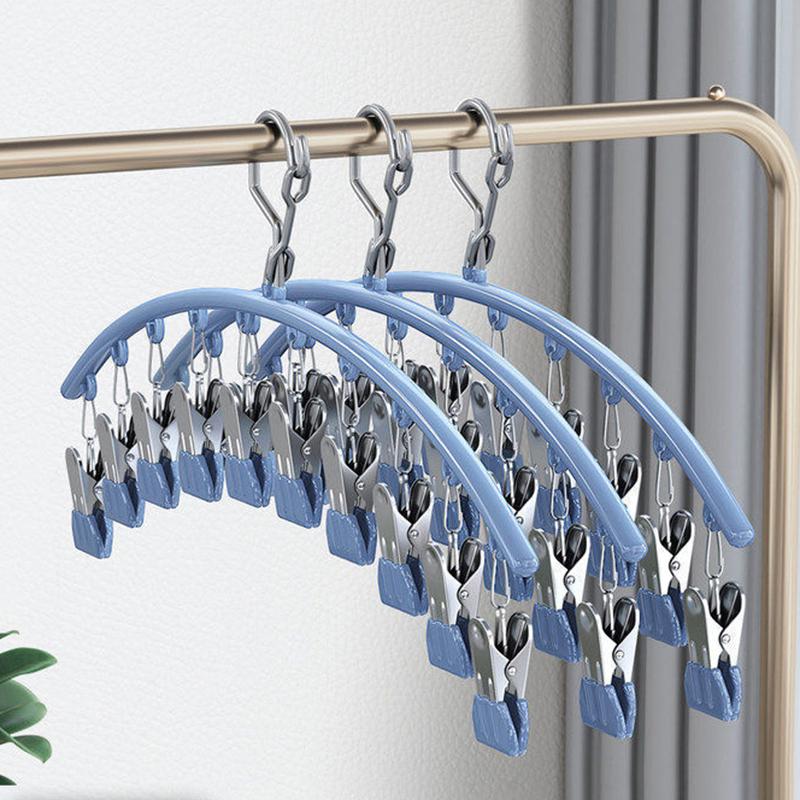 1 Stück 10-Klammern Socken-Trockengestell, Winddichter Kleiderbügel aus Edelstahl, Platzsparendes Bogenförmiges Unterwäsche-Handtuch-Klammergestell