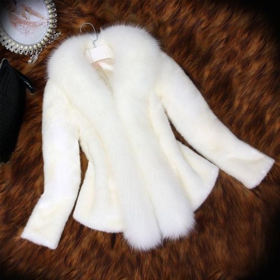 Women's Fuzzy Winter Coat Faux Fur Trim Warm Jacket Open