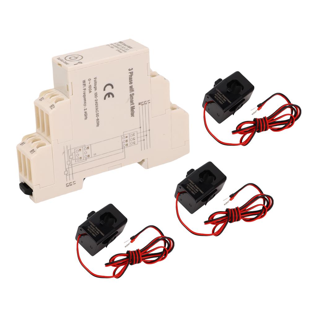 Smart WiFi Energy Meter 0100A 3 Phase APP Remote Control Smart Electricity Meter with 3Pcs 100A