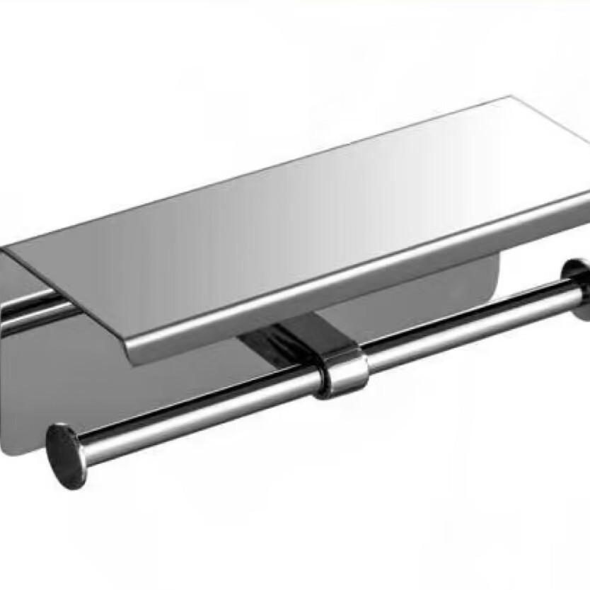 Multi-Functional Punch-Free Double Roll Stainless Steel Toilet Paper Holder