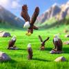 6 Stück Simulierte Weißkopfseeadler-Miniaturen - Harz-Ornament Für DIY-Terrarium, Auto & Schreibtischdekoration