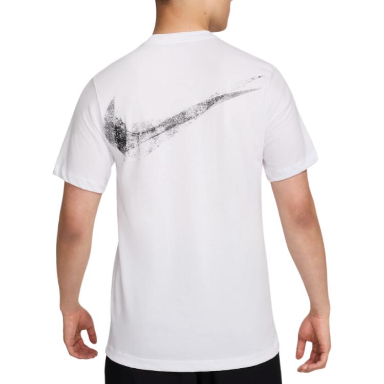 Nike Logo Print Round Neck Comfortable Breathable Short Sleeve T-Shirt Men Tops White HF5247-100