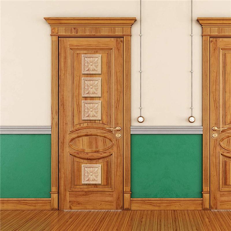 B97A-16Pcs Wood Carved Applique Onlay Carving Checkered Unpainted Flower Pattern Decal For Cabinet Door Furniture Decoration