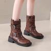 Martin Boots Women's Spring and Autumn Single Boots 2025 New Summer Retro Brown Western Cowboy Knight Boots Thick Heel Short Boots
