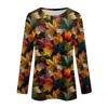 Women's Long Sleeve Neck Pullover Top with Leaf Print for Casual Daily Wear