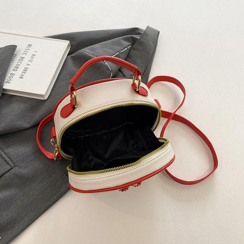 Fashion Bump Color PU Zip Closure Single Shoulder Messenger Round Bag