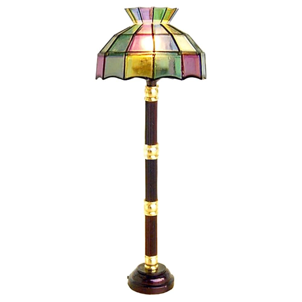 

Moin Moin Miniature Floor Lamp Wireless with Stained Glass Design for Dollhouse 1/6 Scale