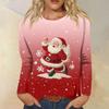 Women's Loose Comfortable Casual Fashion Round Neck Christmas Print Long Sleeve Hoodie