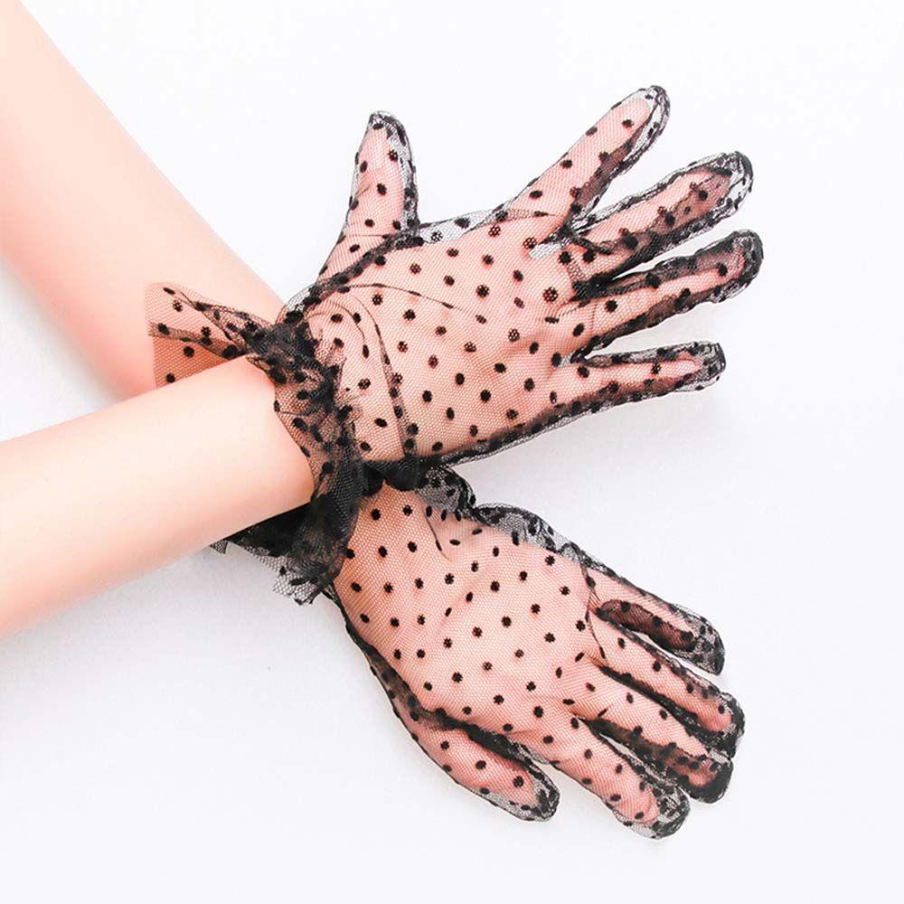 Full Finger Driving Stretchy Cycling Korean Style Polka Dot Gloves Women Lace Gloves Lace Gloves