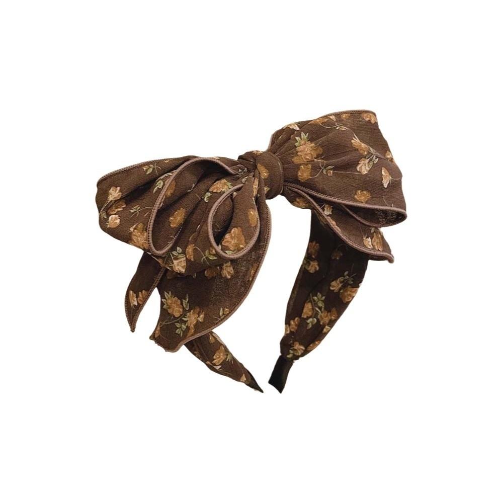 

Headwear Three-layer Bow Headband Creative Floral Printed Hairband Bownot Wide Hair Hoop Women Style 3