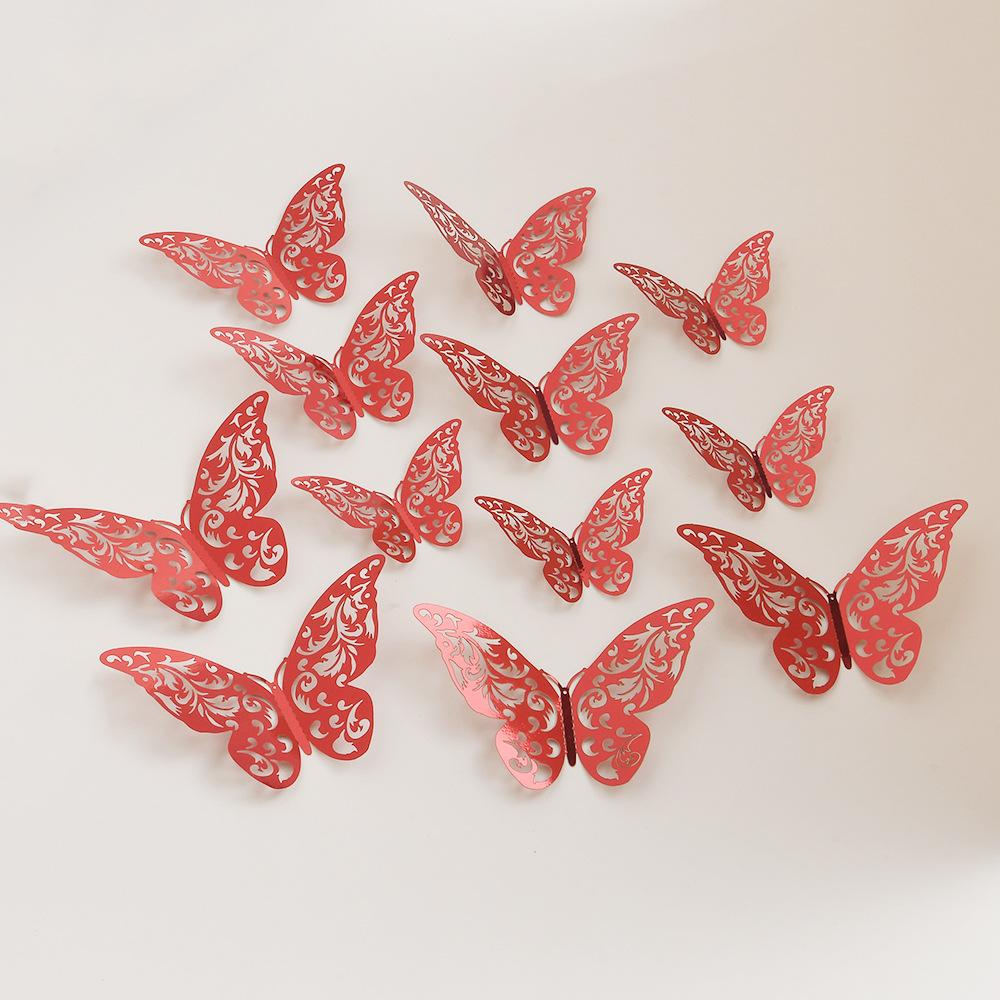12Pcs Butterfly Stickers 3D Flash Color Wall Stickers for Home Decor Gold Silver Red Blue Stickers for Tile Window Diy Wall Art