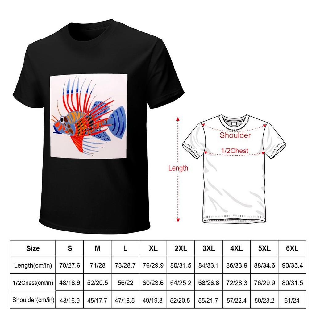 Lion Fish T-Shirt Heavyweights Plain Short Sleeve Tee Vintage T Shirts Men T Shirt