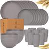 Rice Husk Disposable Tableware Set - Food Grade, High Temperature Resistant Bowls, Plates, and Chopsticks.