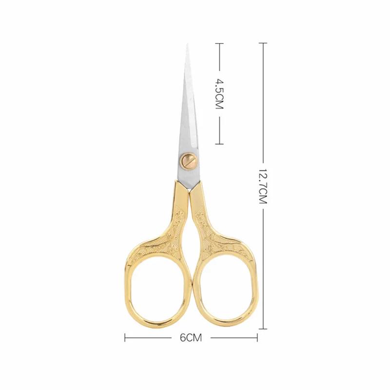 Sharp Golden Small Scissors Pointed Craft Embroidery Scissors Sewing Thread Cutter Sewing Shears Tailor Zig Zag Fabric Scissors