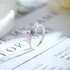 S925 Silver Natural Stone Open Ring, Amethyst/Citrine, Korean Style Daily Jewelry Gift for Women