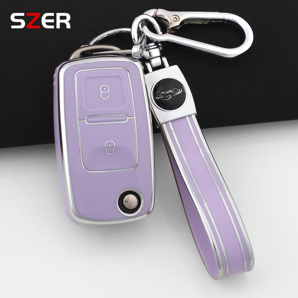 Pink Tpu Car Key Case Cover Shell For Vw Volkswagen Mk4 Bora Golf 4 5 6 Jetta Passat Polo Touran Skoda Octavia Seat 2 3 Buttons