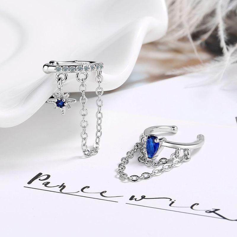 Donna Elegante Cristallo Strass Orecchio Borchie Stella Luna Moda