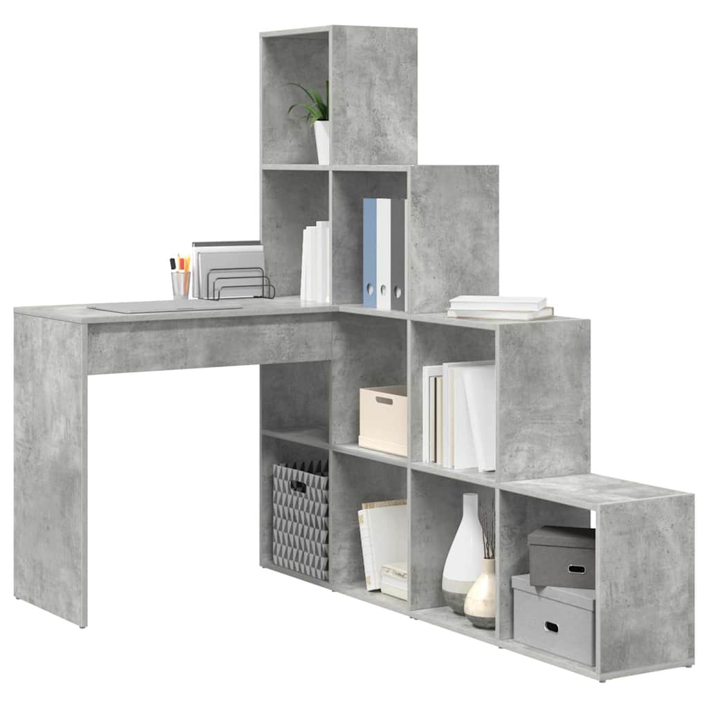 L shaped Desk with Shelf Concrete Grey 101.5 x 149.5 x 149.5 cm