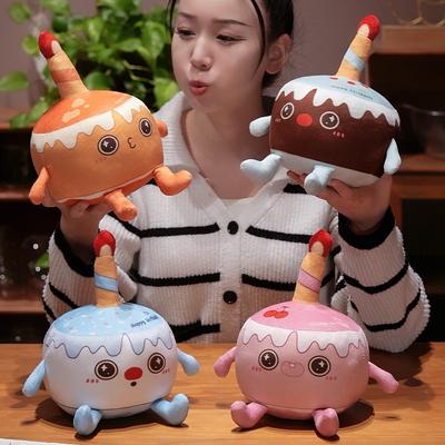 Boneca de bolo criativa e fofa, brinquedo de pelúcia de boneca de bolo, crianças acompanham boneca calmante, presente de aniversário