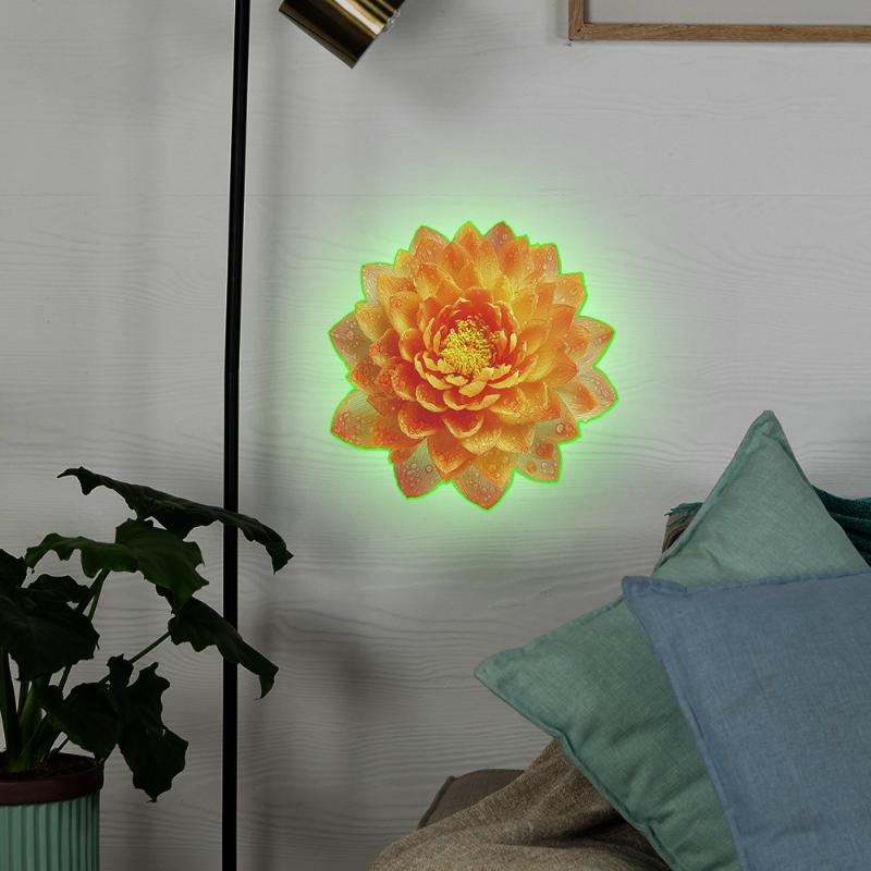 Ljusblommig Toalettklistermärke Nattlampa Blommig Väggdekal Badrum Sovrumsklistermärke Självhäftande PVC Vattentät Heminredning