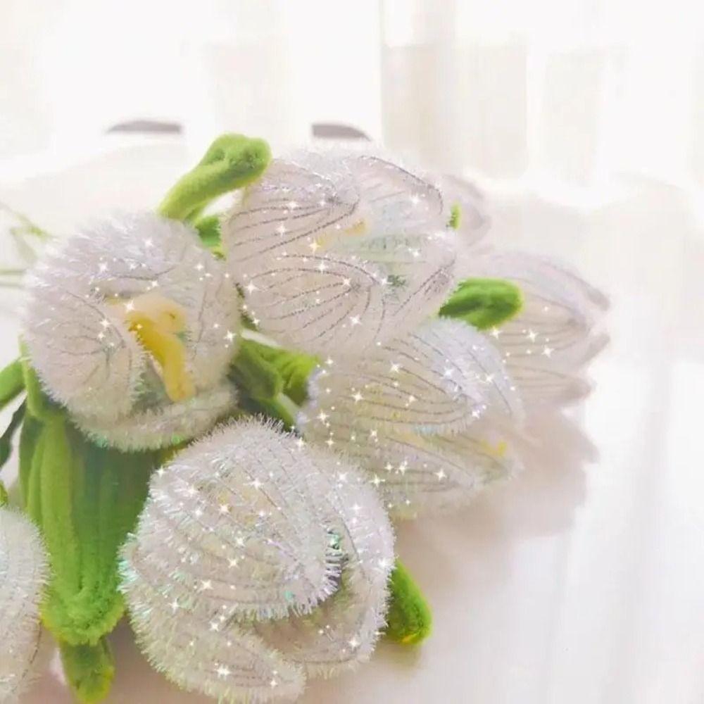 100pcs Colorful Chenille Stems Wire Core Tinsel Twisting Stick Plush Tinsel Stems  Handmade Crafts