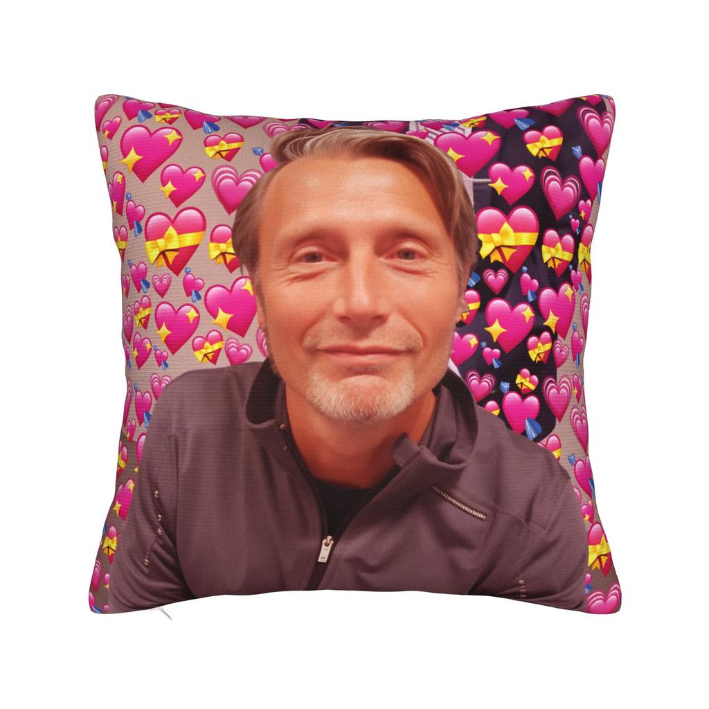 Mads Mikkelsen Hannibal Vtipný povlak na polštář Měkký povlak na polštář do kanceláře, auta, domácí dekorace Moderní povlak na polštář
