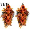 Indoor Outdoor Fall Decorations Sunflower Swags Wreath, Maple Leaves And Berries Hanging Decor Artificial Farmhouse Style Autumn Wreath Seasonal Front