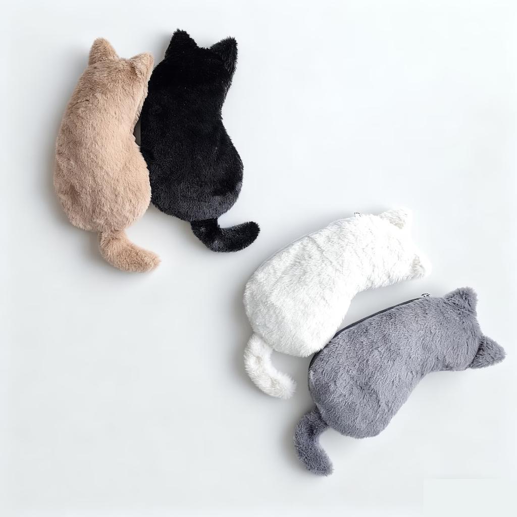 Cute Plush Cat Pencil Case with Fluffy Ears & Big Eyes - Large Capacity Supply for & s, Durable Kitten-Themed Pencil Holder
