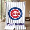 Chicago Cubs Benutzerdefinierte Flanell-Kuscheldecke Drucken Sie Ihren Namen Text Weiche Warme Decke Weihnachtsgeschenk