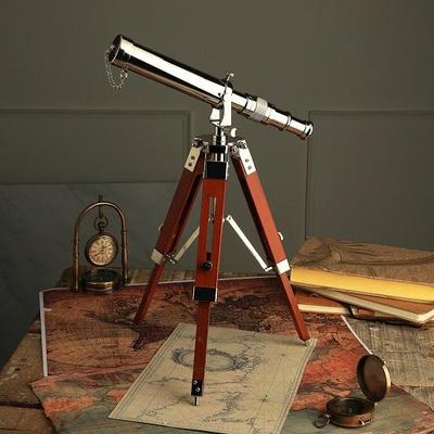 Brass Nickle Telescope On Tripod Stand Telescope for Home Decor Table Accessory Nautical Spyglass Telescope for Outdoor Adventures.