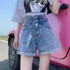 Classic and Minimalist Fashion Versatile Ultra-high-waisted Women's Summer Loose A-word Wide-leg Skinny Rolled Jeans Shorts Individuality Trendiness