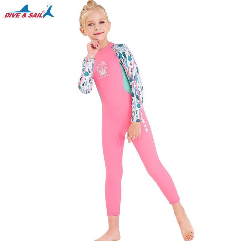 2.5mm Kids Wetsuit Girls Full Body Long Sleeve Thermal Dive Suit Snorkeling Surfing Jellyfish Protection