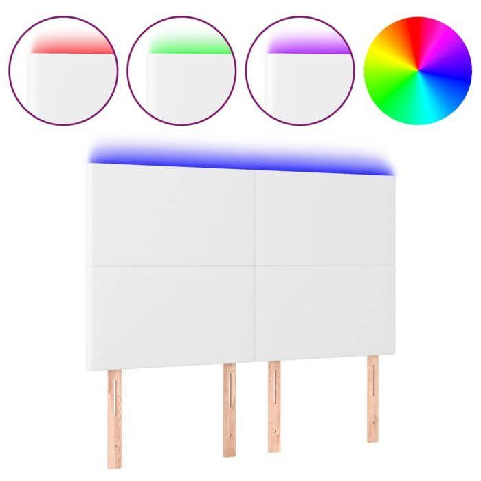 Tête de lit - MAISON EXCLUSIVE - 144 x 5 x 118/128 cm - Similicuir - LED intégrée - Hauteur réglable