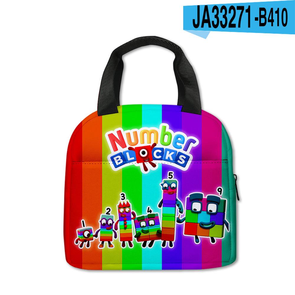 Digital Building Block Numberblocks Lunch Bag Elementary School Student Carry Ice Bag Children'S Meal Bag With Meal Bag