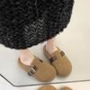 2025 Autumn and Winter New Velvet Boken Shoes Muller Drag Cotton Shoes Bag Head Warm Belt Buckle Flat Bottom Fluffy Slippers Women