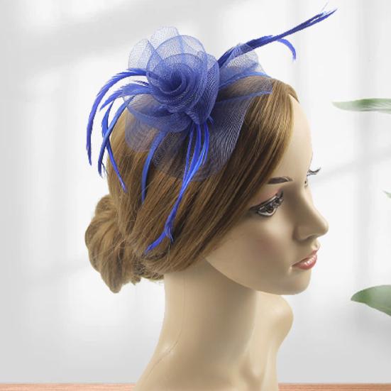 Klobouk fascinátor Peří Květina Elegantní Vintage Síťovina Svatební Pokrývka hlavy na Koktejlovou Párty