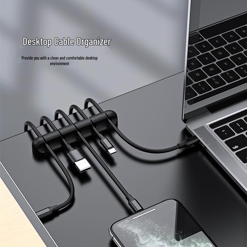 Self-Adhesive Silicone Cable Organizer and Desktop Wire Management Holder