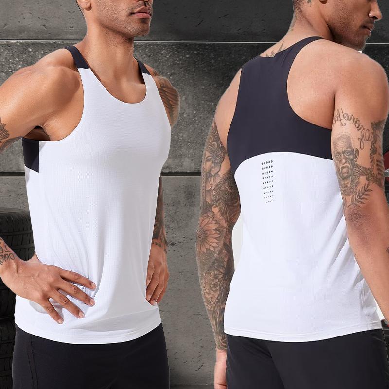 Men Gym Sleeveless Vest Bodybuilding Exercise Vest Muscle Training T-shirt Outdoor Hiking Top Summer Training Athletics Clothes