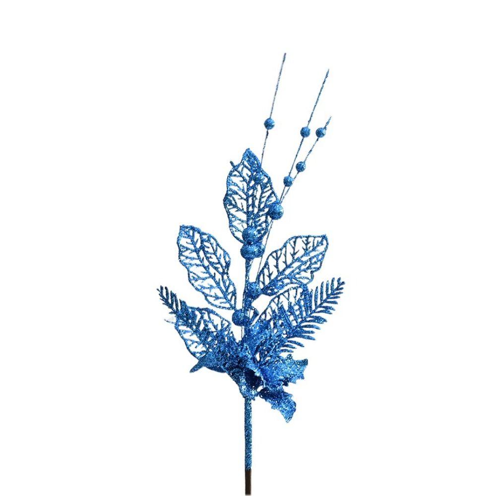 

Блестящие искусственные ветки, поддельные елочные украшения, разноцветная имитация ягодной ветки, настольный синий