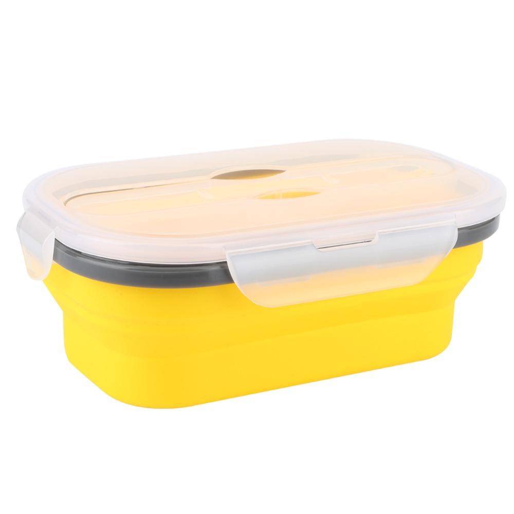 800ml Foldable Bento Box Microwave Safe Portable Food Storage Outdoor Travel