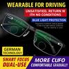 1pc Men Half Frame Rectangular Reading Glasses Metal Frame 3 In 1 Presbyopic Glasses Lightweight Anti-Blue Far and Near Dual-Use